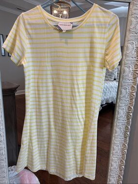 Addison Bay Yellow and White Striped Tee Dress
